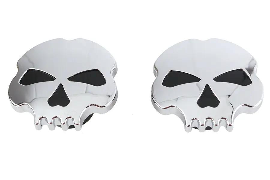 Wyatt Gatling Skull Style Gas Cap Set for Harley Davidson - Chrome Finish, Fits 1996-1999 FLST & FXST Models by Wyatt Gatling