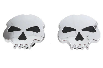 Wyatt Gatling Skull Style Gas Cap Set for Harley Davidson - Chrome Finish, Fits 1996-1999 FLST & FXST Models by Wyatt Gatling