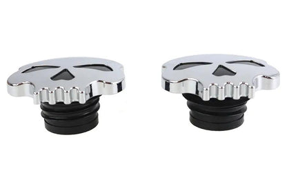 Wyatt Gatling Skull Style Gas Cap Set for Harley Davidson - Chrome Finish, Fits 1996-1999 FLST & FXST Models by Wyatt Gatling
