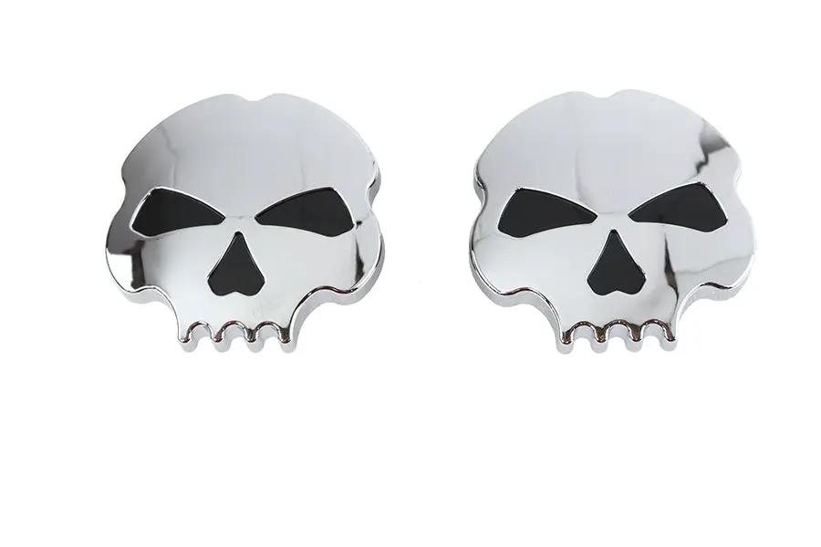 Wyatt Gatling Skull Style Gas Cap Set for Harley Davidson - Chrome Finish, Fits 1996-1999 FLST & FXST Models by Wyatt Gatling