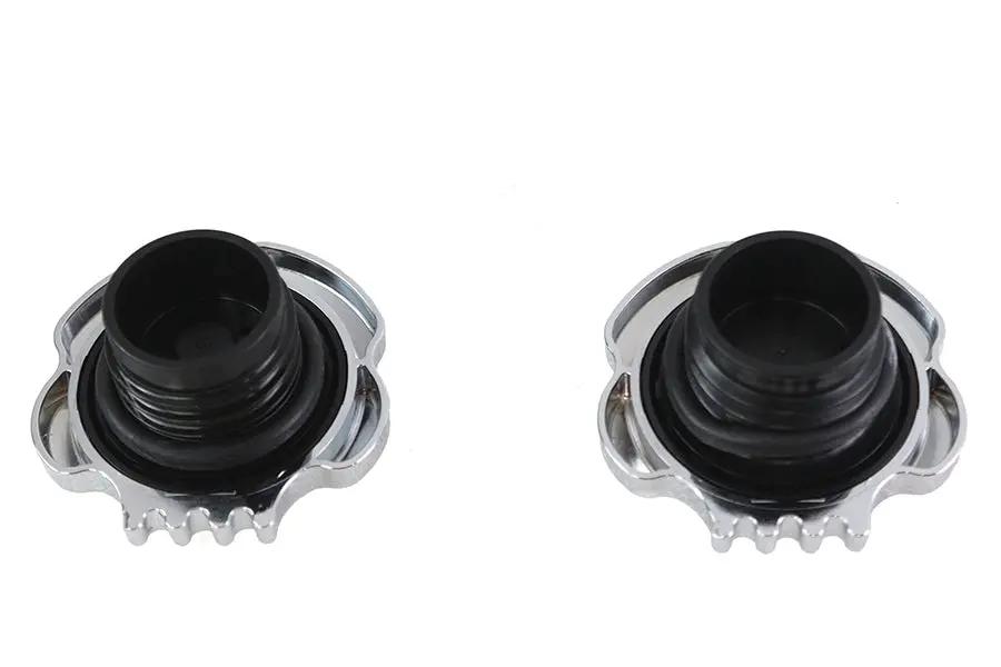 Wyatt Gatling Skull Style Gas Cap Set for Harley Davidson - Chrome Finish, Fits 1996-1999 FLST & FXST Models by Wyatt Gatling