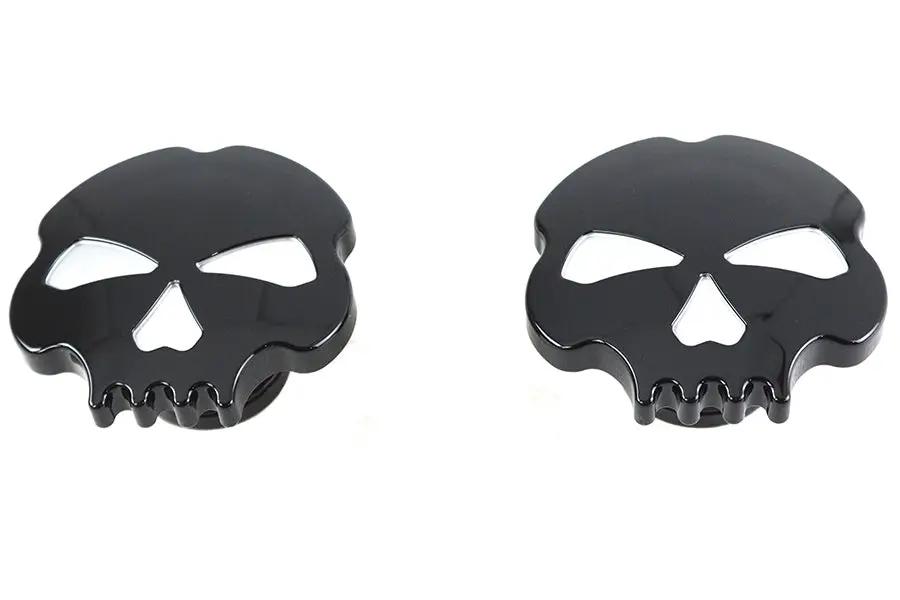 Wyatt Gatling Skull Style Gas Cap Set for Harley Davidson FLST & FXST, Black Finish by Wyatt Gatling