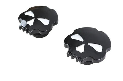 Wyatt Gatling Skull Style Gas Cap Set for Harley Davidson FLST & FXST, Black Finish by Wyatt Gatling