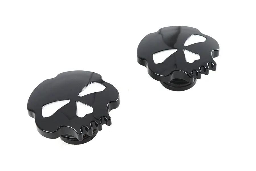 Wyatt Gatling Skull Style Gas Cap Set for Harley Davidson FLST & FXST, Black Finish by Wyatt Gatling