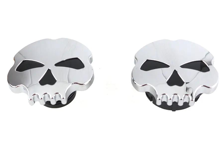 Wyatt Gatling Skull Style Gas Cap Set Chrome for Harley Davidson FLST by Wyatt Gatling