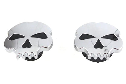 Wyatt Gatling Skull Style Gas Cap Set Chrome for Harley Davidson FLST by Wyatt Gatling