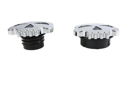 Wyatt Gatling Skull Style Gas Cap Set Chrome for Harley Davidson FLST by Wyatt Gatling