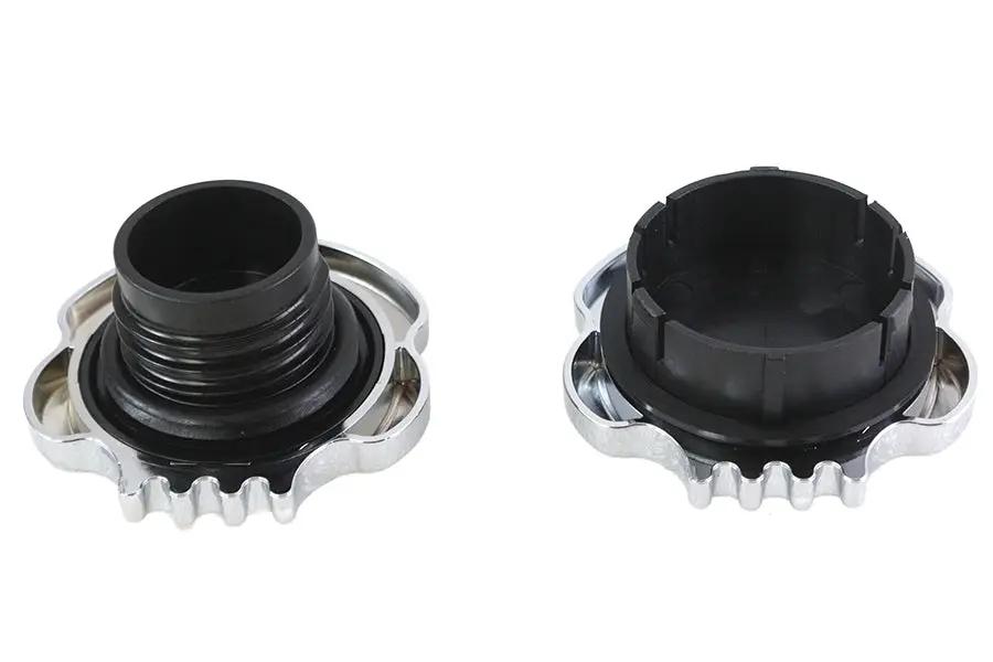Wyatt Gatling Skull Style Gas Cap Set Chrome for Harley Davidson FLST by Wyatt Gatling