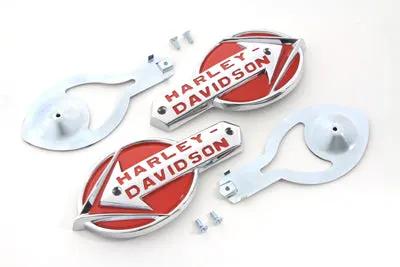 Wyatt Gatling Gas Tank Emblems with Red Lettering for Harley Davidson FL (1959-1960) by Wyatt Gatling