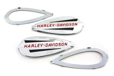 Wyatt Gatling Gas Tank Emblems with Red Lettering – Chrome Finish, Self-Adhesive by Wyatt Gatling