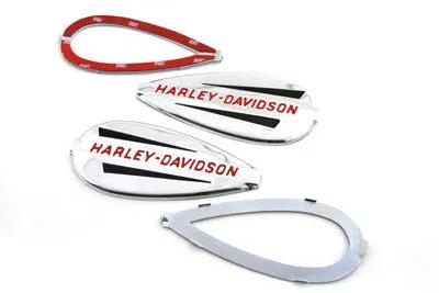 Wyatt Gatling Gas Tank Emblems with Red Lettering – Chrome Finish, Self-Adhesive by Wyatt Gatling