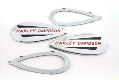 Wyatt Gatling Gas Tank Emblems with Red Lettering – Chrome Finish, Self-Adhesive by Wyatt Gatling