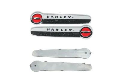 Wyatt Gatling Gas Tank Emblem Set with Black Lettering for Harley Davidson FL 1947-1950 by Wyatt Gatling