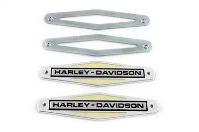 Wyatt Gatling Gas Tank Emblems with Black Lettering for Harley Davidson FL Models by Wyatt Gatling