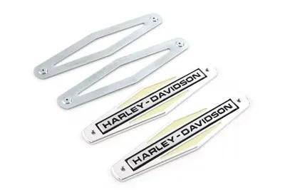 Wyatt Gatling Gas Tank Emblems with Black Lettering for Harley Davidson FL Models by Wyatt Gatling