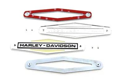 Wyatt Gatling Gas Tank Emblems with Black Lettering for Harley Davidson FL Models by Wyatt Gatling