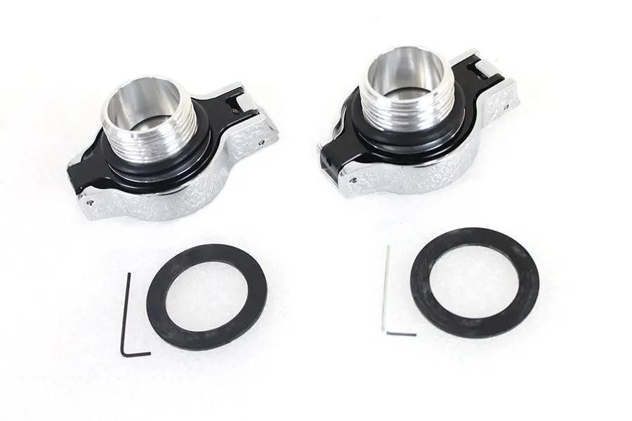 Wyatt Gatling Flip Up Gas Cap Set Chrome – Fits Harley Davidson FLST and FXST (Part #78470+78471) by Wyatt Gatling