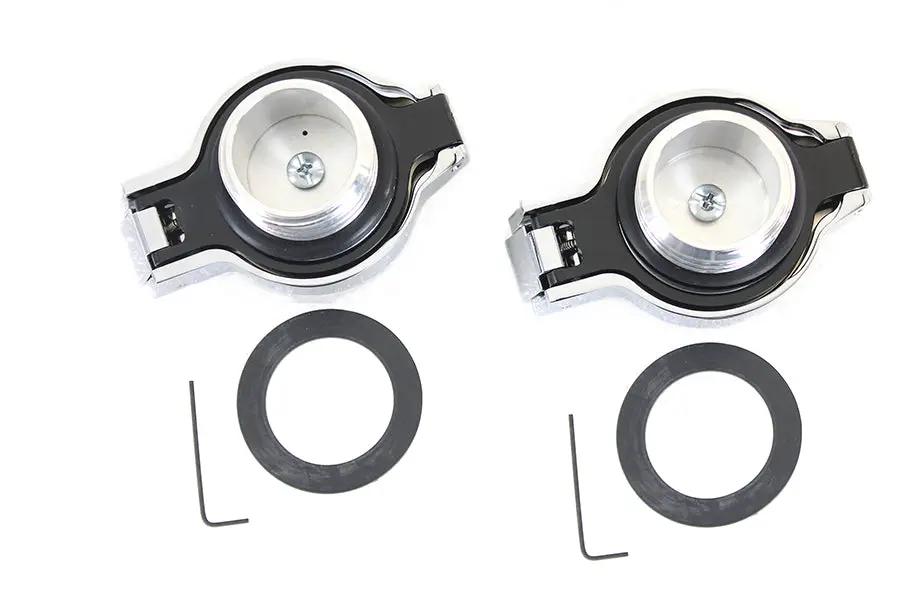 Wyatt Gatling Flip Up Gas Cap Set Chrome – Fits Harley Davidson FLST and FXST (Part #78470+78471) by Wyatt Gatling