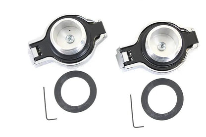 Wyatt Gatling Flip Up Gas Cap Set Chrome – Fits Harley Davidson FLST and FXST (Part #78470+78471) by Wyatt Gatling