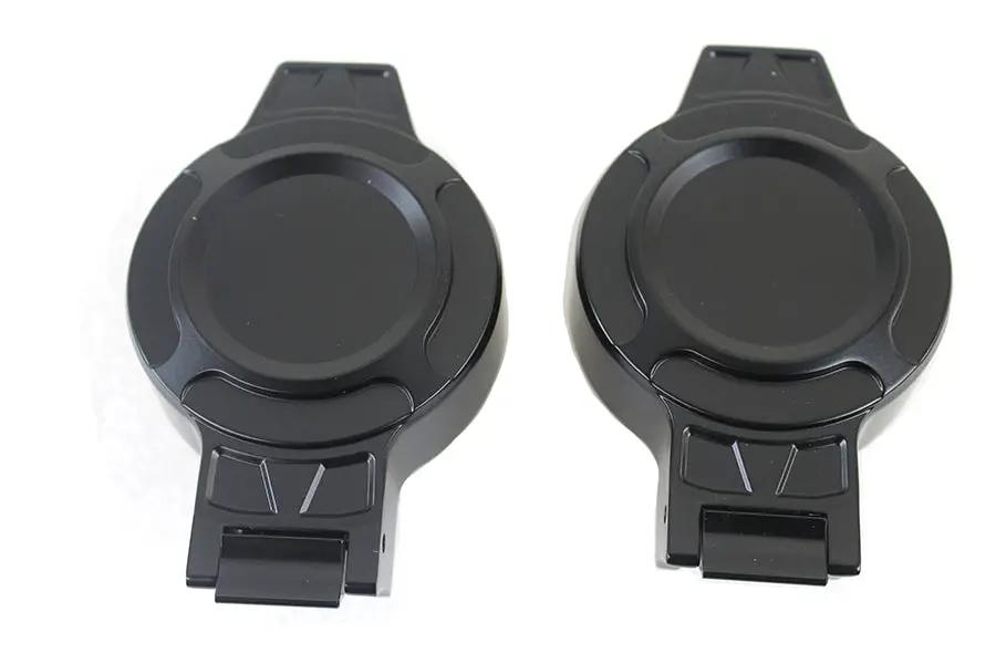 Wyatt Gatling Flip Up Gas Cap Set Black for Harley Davidson FLST & FXST (Part #78470B+78471B) by Wyatt Gatling