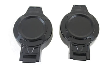 Wyatt Gatling Flip Up Gas Cap Set Black for Harley Davidson FLST & FXST (Part #78470B+78471B) by Wyatt Gatling