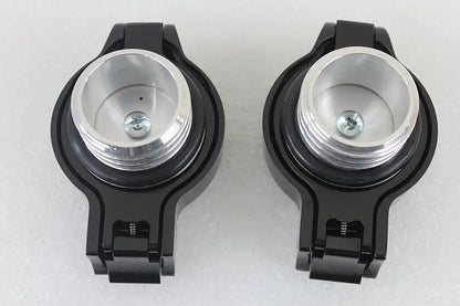 Wyatt Gatling Flip Up Gas Cap Set Black for Harley Davidson FLST & FXST (Part #78470B+78471B) by Wyatt Gatling