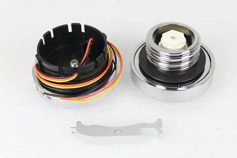 Wyatt Gatling Chrome LED Ribbed Style Fuel Gauge and Filler Cap Set for Harley Davidson FXST by Wyatt Gatling