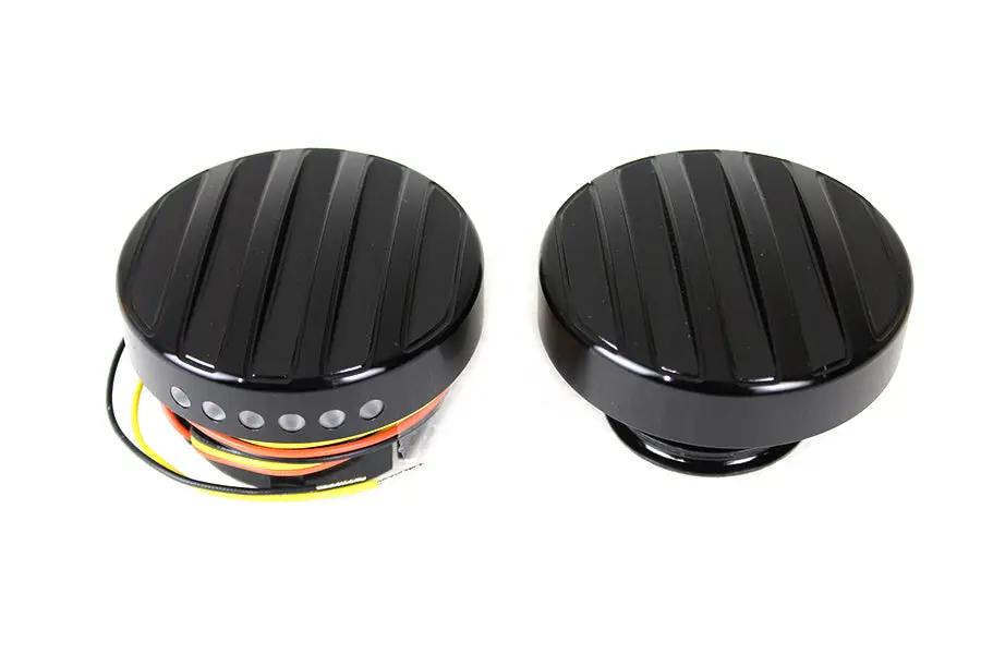 Wyatt Gatling Black LED Ribbed Style Fuel Gauge and Filler Cap Set for Harley Davidson FXST by Wyatt Gatling