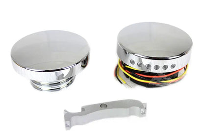 Wyatt Gatling Chrome LED Smooth Style Fuel Gauge and Filler Cap Set for Harley Davidson FXST by Wyatt Gatling