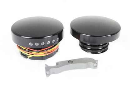 Wyatt Gatling Black LED Smooth Style Fuel Gauge and Filler Cap Set for Harley Davidson FXST by Wyatt Gatling