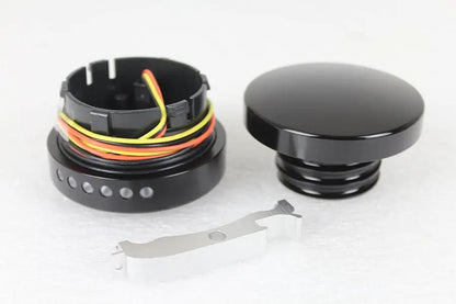 Wyatt Gatling Black LED Smooth Style Fuel Gauge and Filler Cap Set for Harley Davidson FXST by Wyatt Gatling