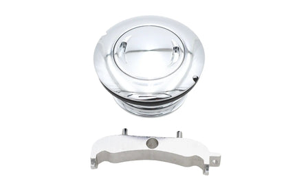 Ultima Chrome Low Profile Locking Gas Cap for Harley Davidson Gas Tanks, Part #21-446 by Ultima