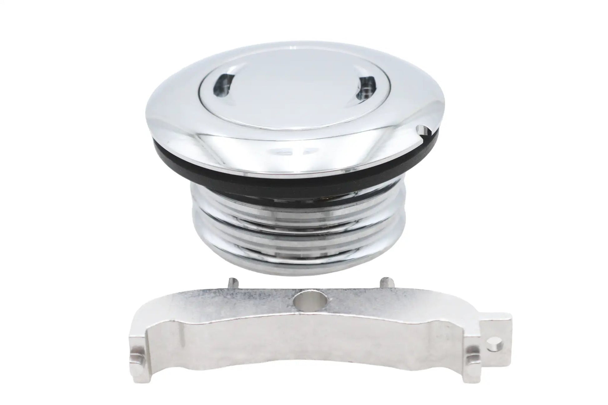 Ultima Chrome Low Profile Locking Gas Cap for Harley Davidson Gas Tanks, Part #21-446 by Ultima