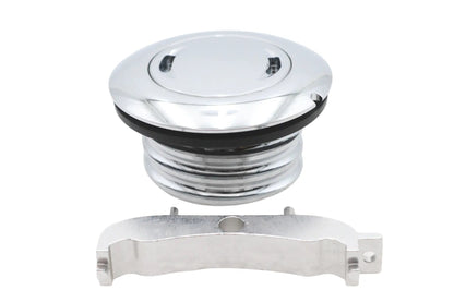Ultima Chrome Low Profile Locking Gas Cap for Harley Davidson Gas Tanks, Part #21-446 by Ultima