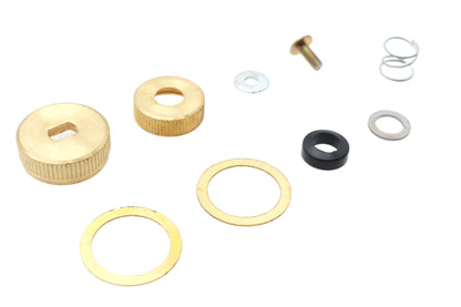 Wyatt Gatling Petcock Shut Off Knob and Collar Set Brass for Harley Davidson FL 1941-1950