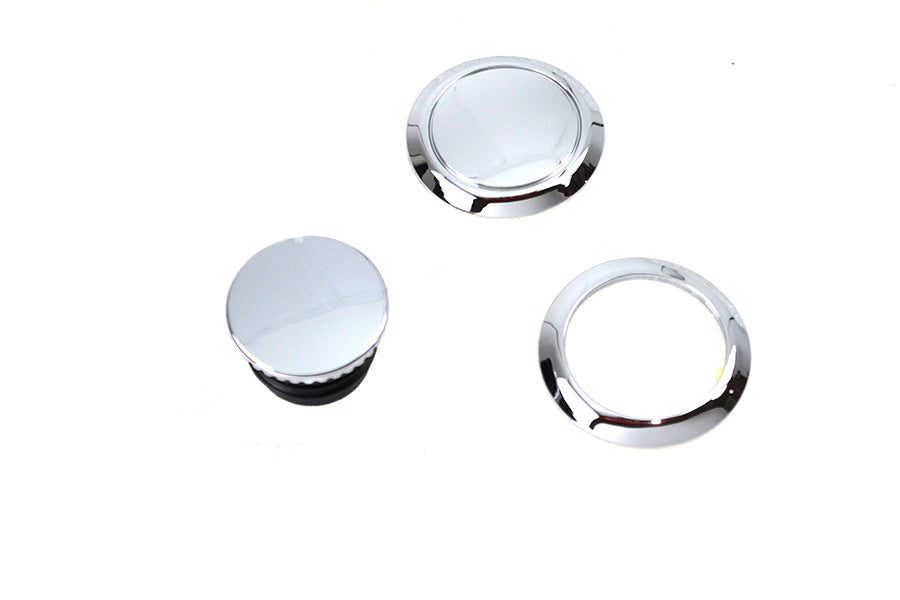 V-Twin Flush Mount Gas Cap & Left Side Tank Cap Kit Chrome for Harley Davidson FLDE & FLFB by V-Twin