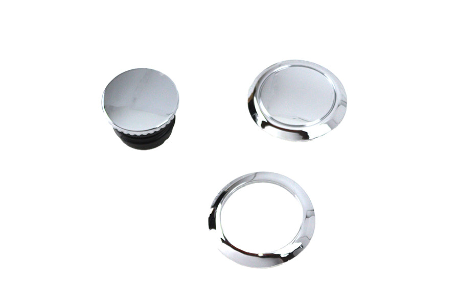 V-Twin Flush Mount Gas Cap & Left Side Tank Cap Kit Chrome for Harley Davidson FLDE & FLFB by V-Twin