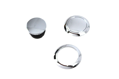 V-Twin Flush Mount Gas Cap & Left Side Tank Cap Kit Chrome for Harley Davidson FLDE & FLFB by V-Twin