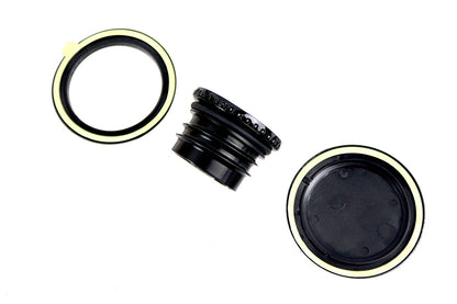V-Twin Flush Mount Gas Cap & Left Side Tank Cap Kit in Black for Harley Davidson FLDE and FLFB Models by V-Twin