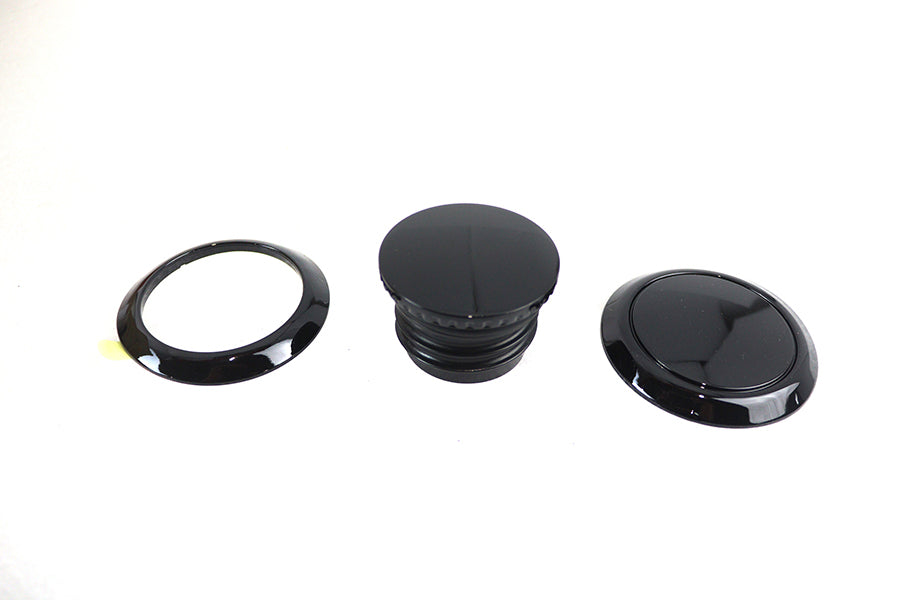 V-Twin Flush Mount Gas Cap & Left Side Tank Cap Kit in Black for Harley Davidson FLDE and FLFB Models by V-Twin
