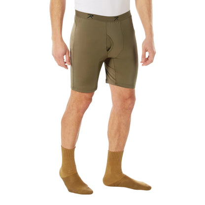 Rothco Long Length Moisture Wicking Performance Boxer Shorts AR 670-1 Coyote Brown Size Small