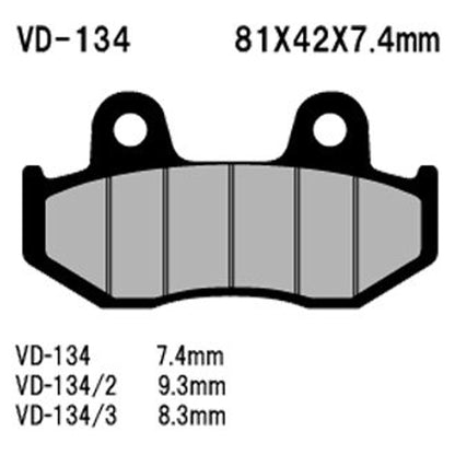 VESRAH Semi-Metallic Brake Pads VD-134/3 - Reliable Braking Performance