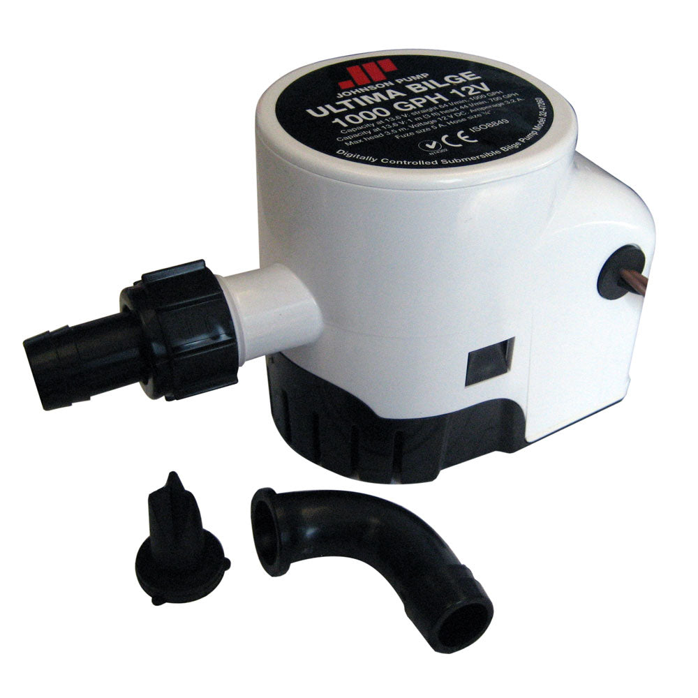 Johnson Pump Ultima Bilge Pump 1000 GPH with Dura-Port Discharge and Integrated Switch