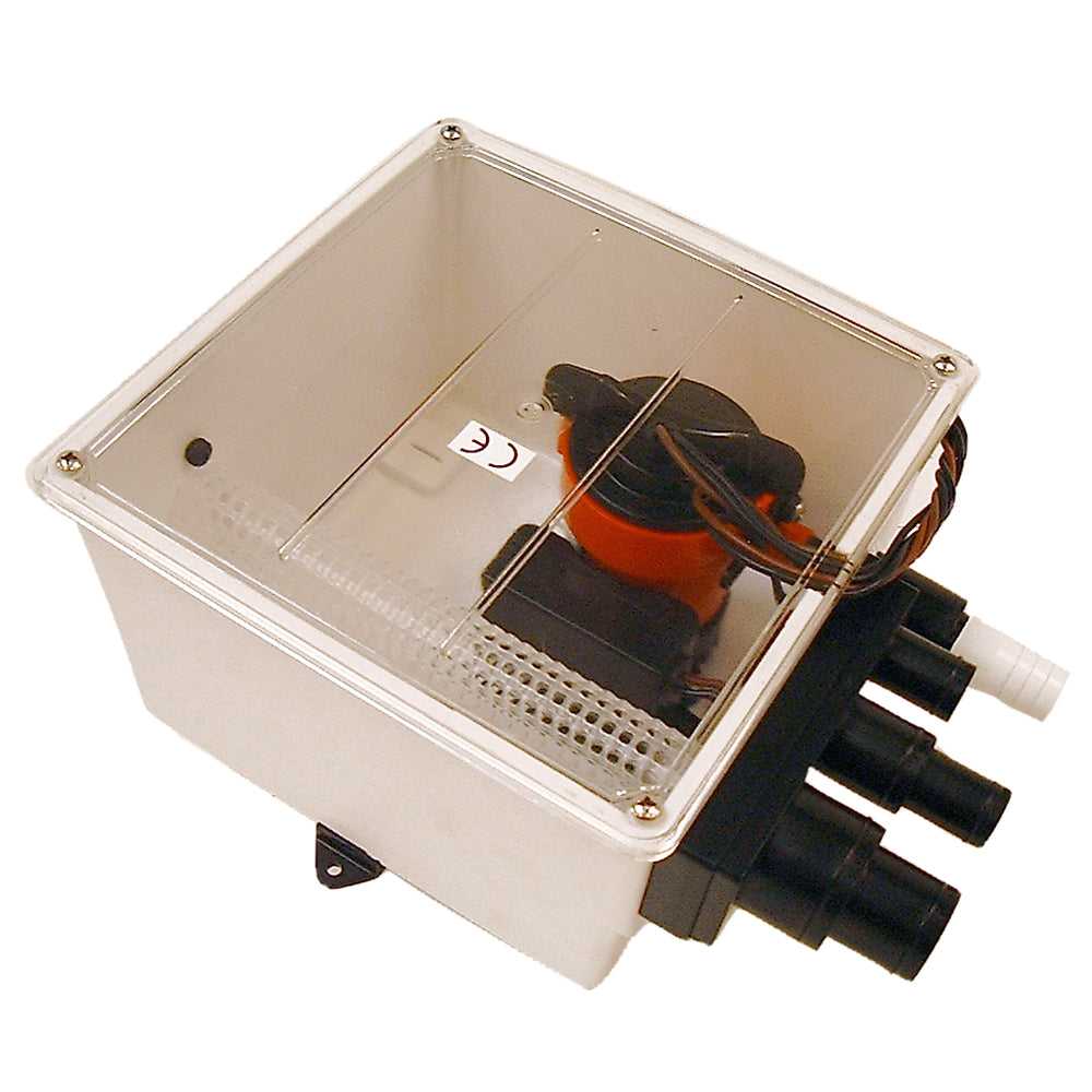 Johnson Pump 1000 GPH Multi Port Shower Sump Pump 12V with Switch - Compact Marine Wastewater Management System