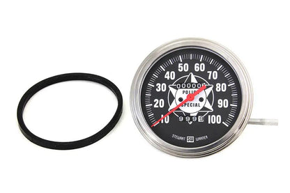 V-Twin Part 90114B Speedometer with 2:1 Ratio and Red Needle for Harley Davidson FL (1941-1950) by V-Twin