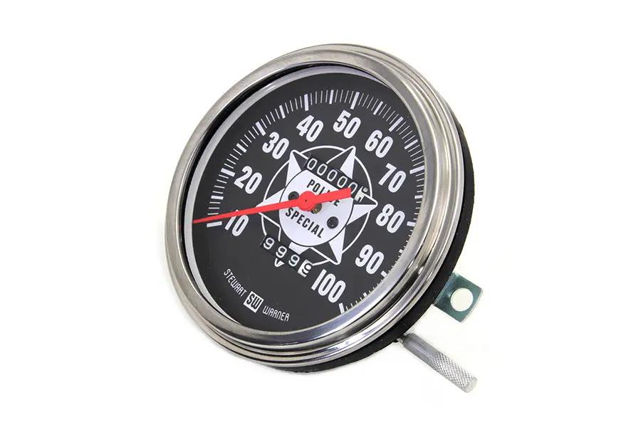 V-Twin Part 90114B Speedometer with 2:1 Ratio and Red Needle for Harley Davidson FL (1941-1950) by V-Twin