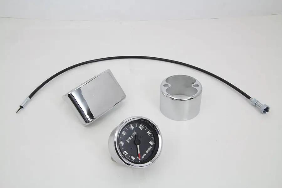 V-Twin XL Tachometer Kit for Harley Davidson XL (1971-1973) | Italian OEM Mechanical Tachometer with Riser Bar Compatibility by V-Twin