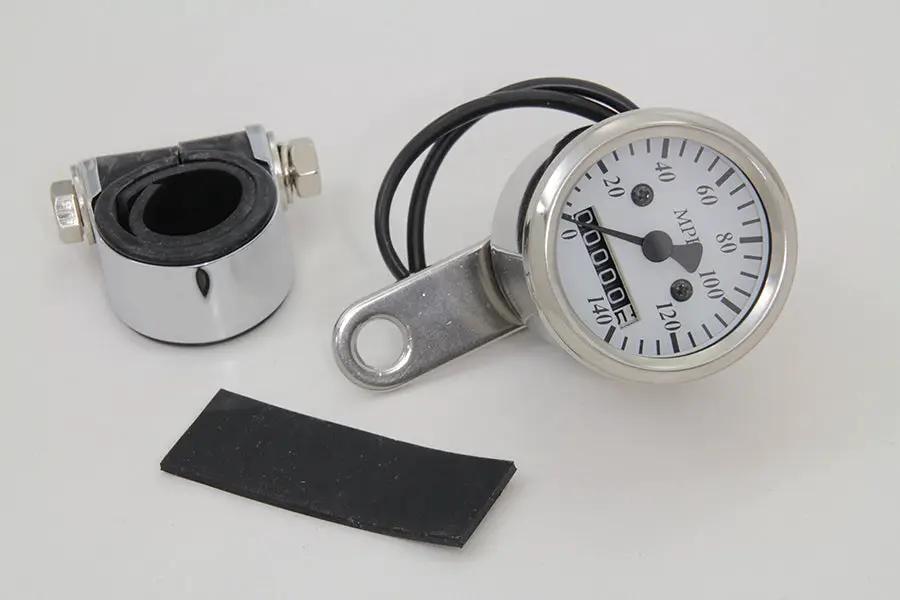 V-Twin Mini 48mm Speedometer with 2240:60 Ratio and Includes Cable & Mount Clamp by V-Twin