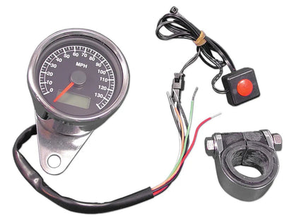 V-Twin 60mm Mini Electric Speedometer with Rear Mounting Bracket by V-Twin