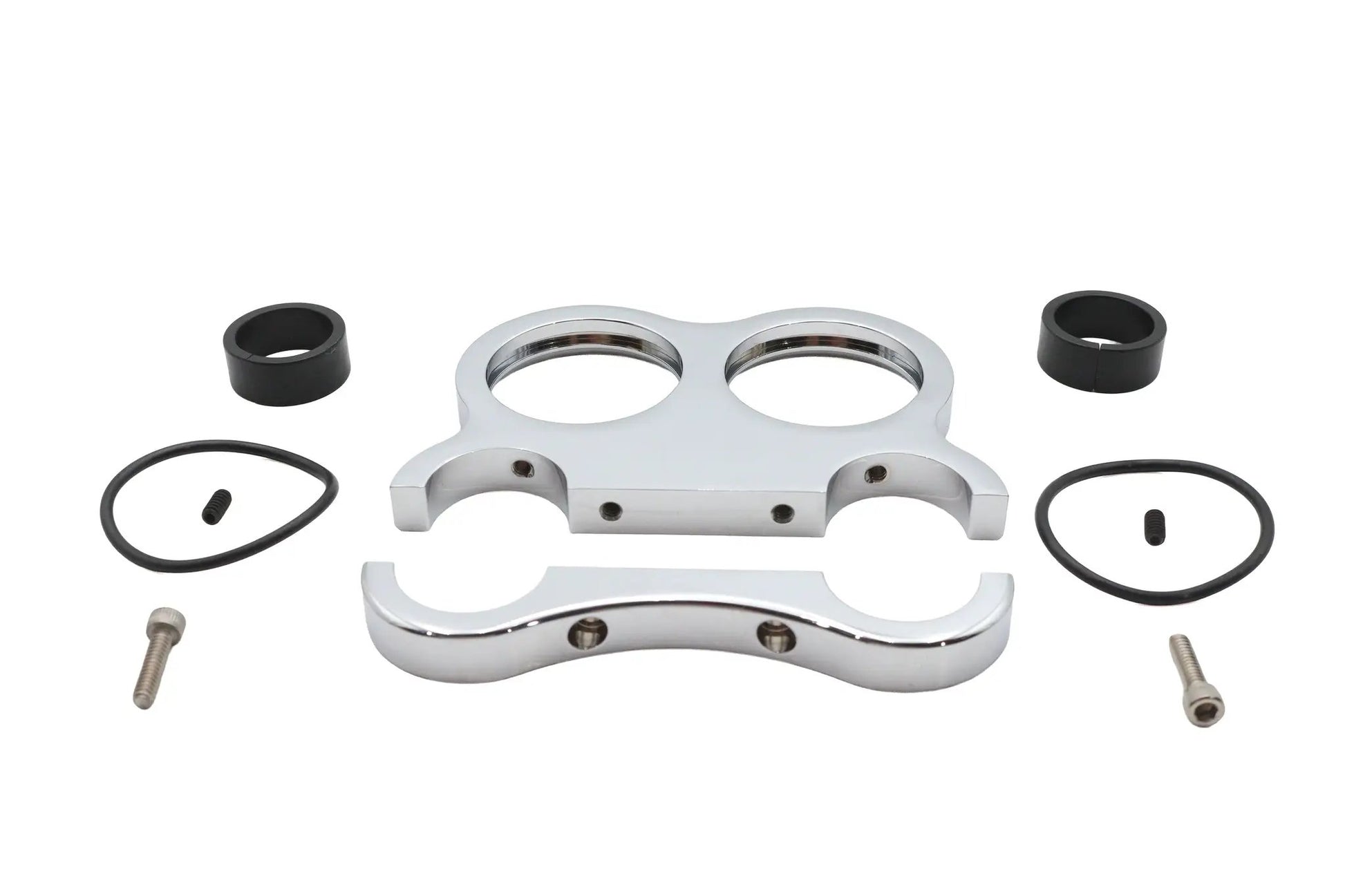 V-Twin Chrome Billet 48mm Dual Gauge Mount for 1 to 1-1/4 inch Handlebars by V-Twin